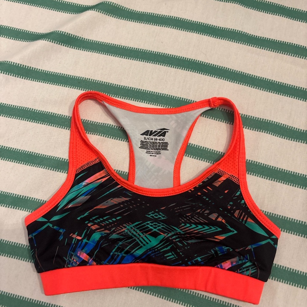 Avia girls Vibrant Sports Bra - Black and Orange